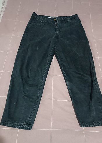 Siyah Midi Boy Bol Kesim Kadın Kot Pantolon - Görsel 2