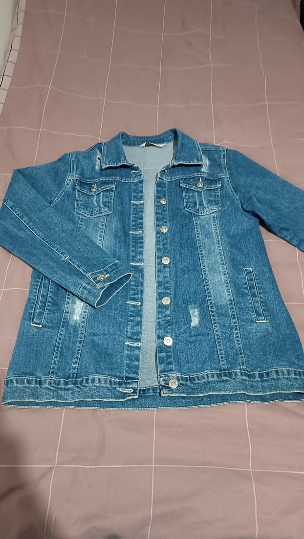 Düğmeli Mavi Kadın Denim Ceket - Görsel 2