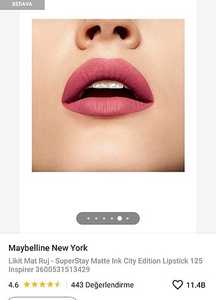 Beden pembe Renk Maybelline New York Lipstick