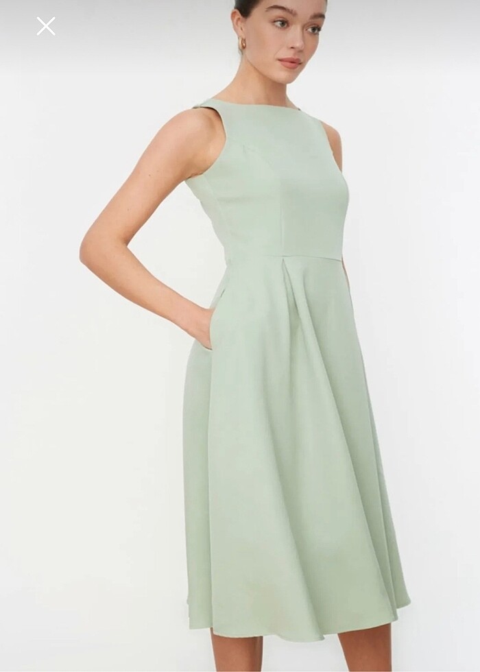 Cep Detaylı Midi Boy Elbise - Görsel 2