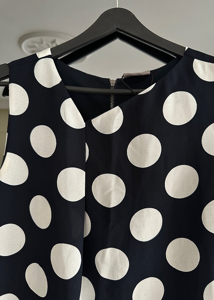 Lacivert Puantiye Desenli Elbise - Görsel 3