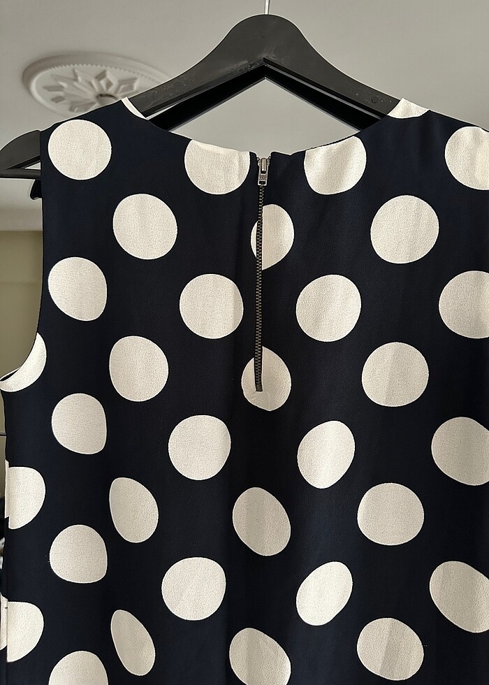 Lacivert Puantiye Desenli Elbise - Görsel 5