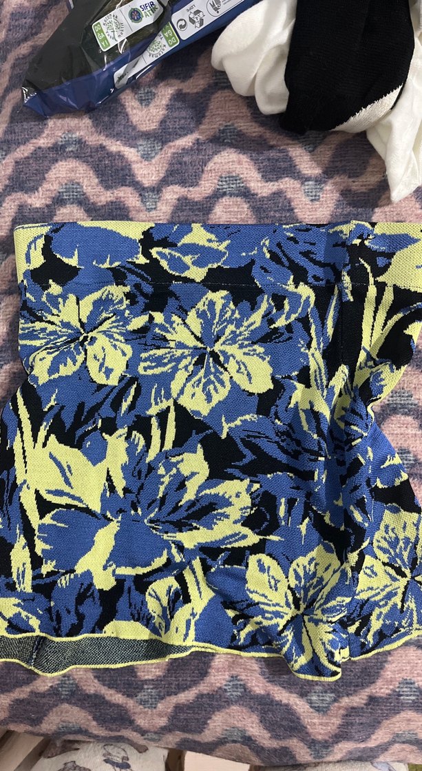 Bohem Çok Renkli Örme Mini Etek - Görsel 2