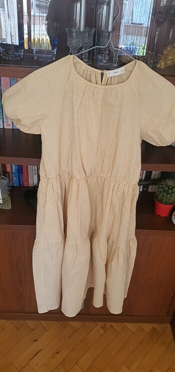 Mango Mango Sarı Balon Kollu Uzun Elbise 9-10 Yaş 140 cm