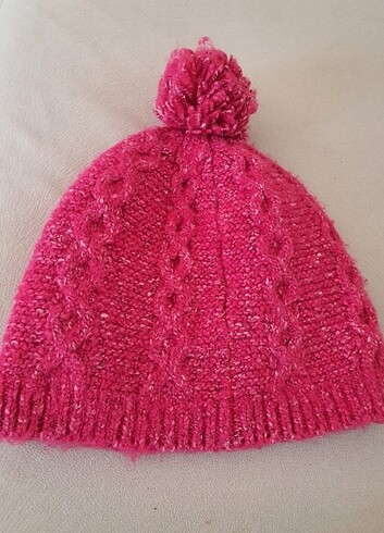 Benetton Pembe Kışlık Yün Bere 8-12 Yaş 