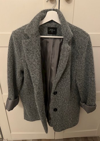 Gri yün dokulu blazer - Görsel 5
