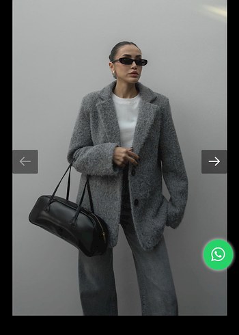 Gri yün dokulu blazer - Görsel 2