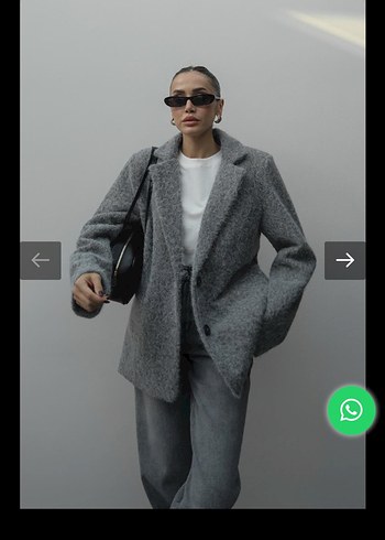 Gri yün dokulu blazer - Görsel 3