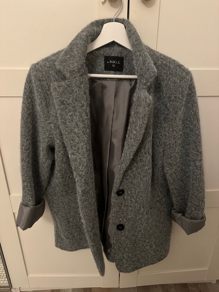 Gri yün dokulu blazer - Görsel 5