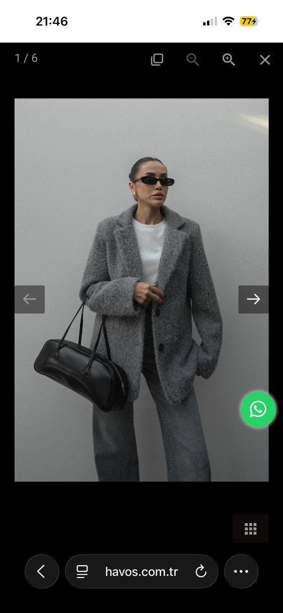 Gri yün dokulu blazer - Görsel 2