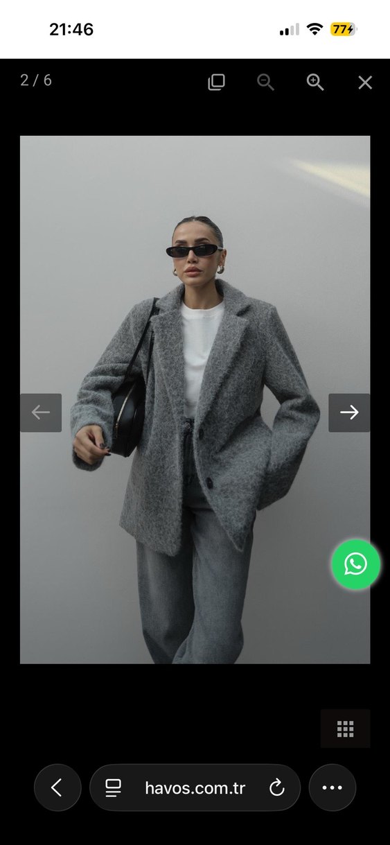 Gri yün dokulu blazer - Görsel 3