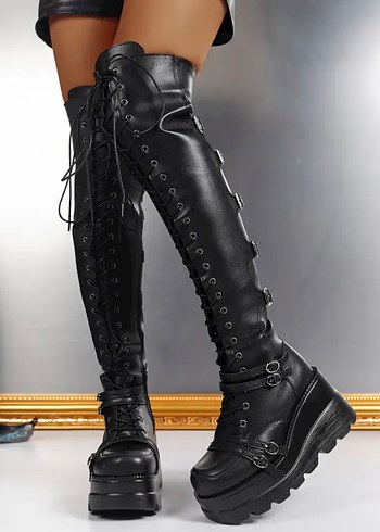 Killstar Bağcıklı Gotik / Punk Platform Çizme