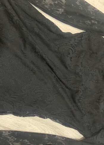 Diğer Siyah Dantel Gotik uzun kol astarlı elbise