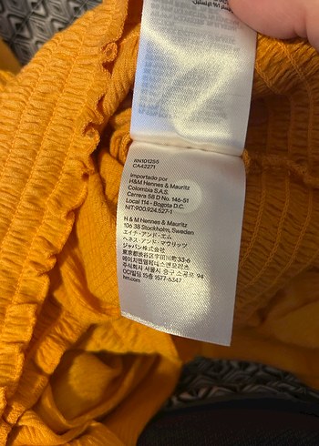 H&M Hardal Sarı Mini Bluz, Uzun Kollu