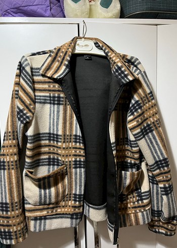 Ekose Desenli Fermuarlı Kadın Ceket - Görsel 3