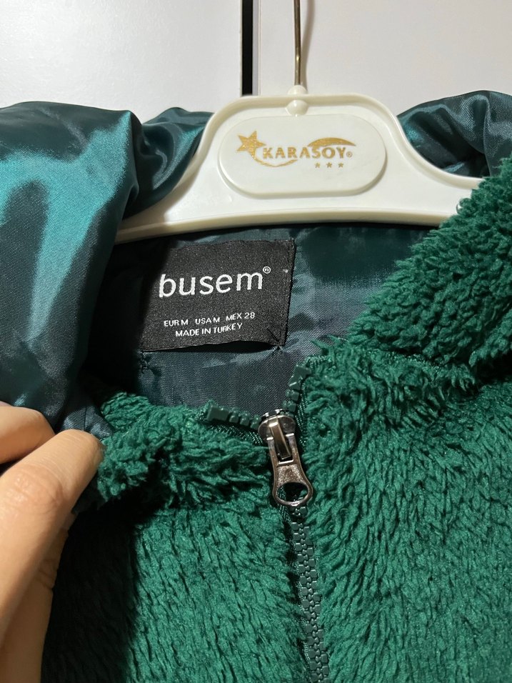 Kürklü Kapüşonlu Yeşil Kadın mont kısa - Görsel 3