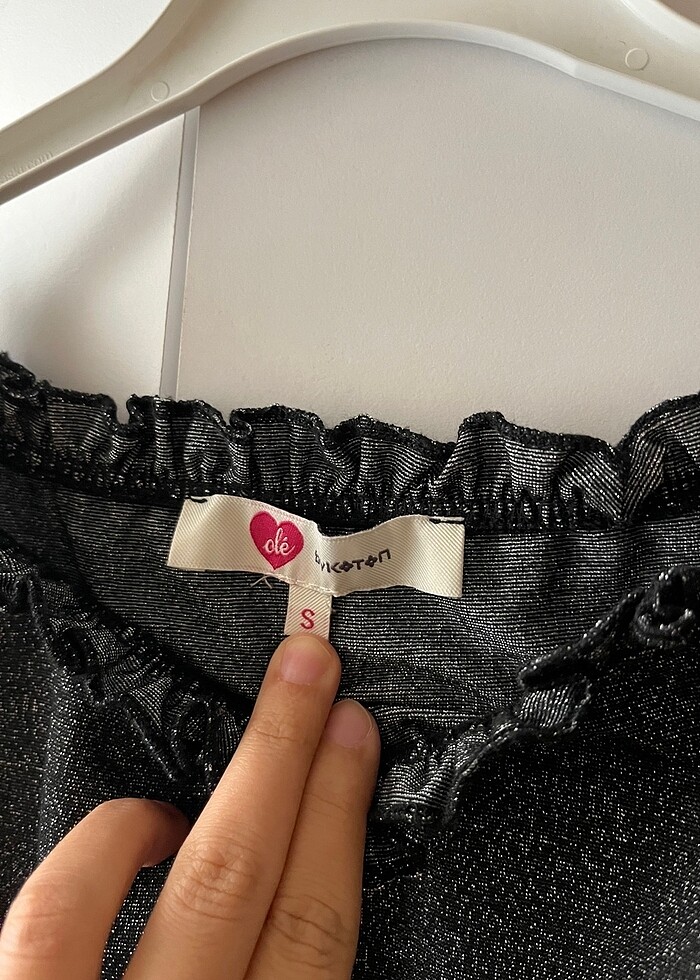 Simli kayık yaka bluz - Görsel 2