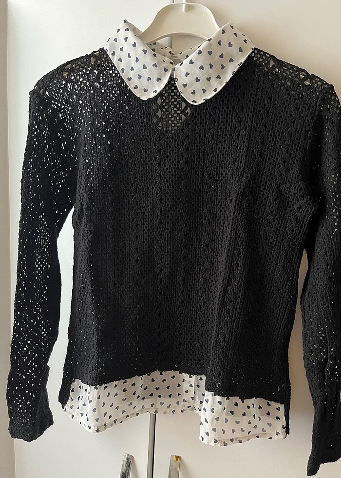 Bebe yaka gömlek detay bluz - Görsel 2