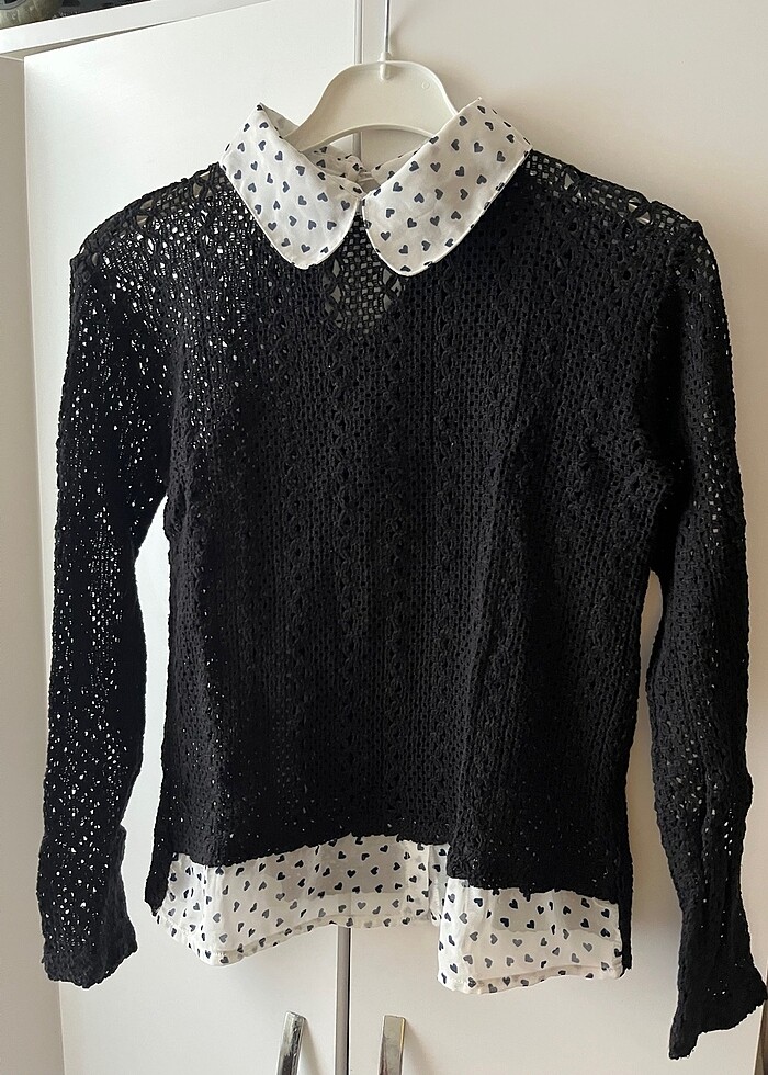 Bebe yaka gömlek detay bluz - Görsel 3