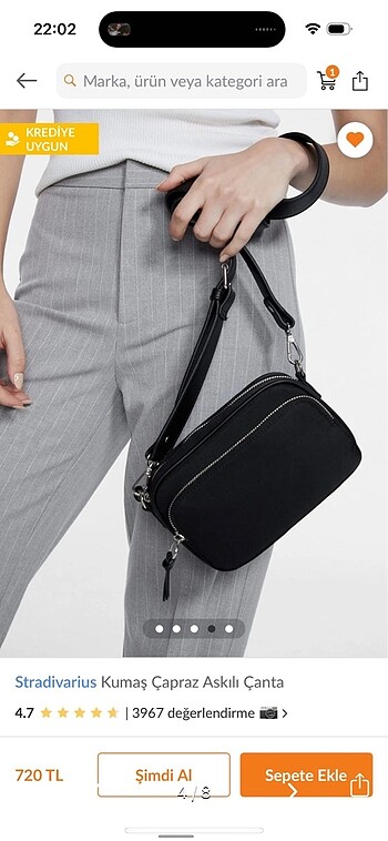  Beden siyah Renk Stradivarius çanta