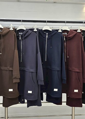 Diğer Bordo Kapüşonlu Yumuşak Kumaşlı Kadın Eşofman Takımı