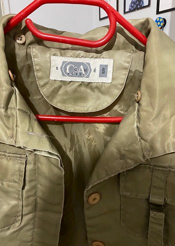 C&A Düğmeli Khaki Midi Kadın Yarım Trençkot