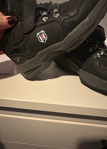 Çocuk Siyah Punk Tarzı Cırt Cırtlı Bot - Görsel 2