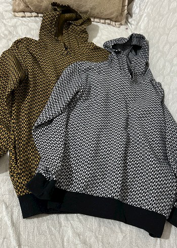 Kapüşonlu Örgü Desenli Erkek Sweatshirt