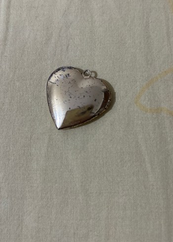 Nakışlı Vintage Gri Dantel Kalp Kolye Ucu - Görsel 2