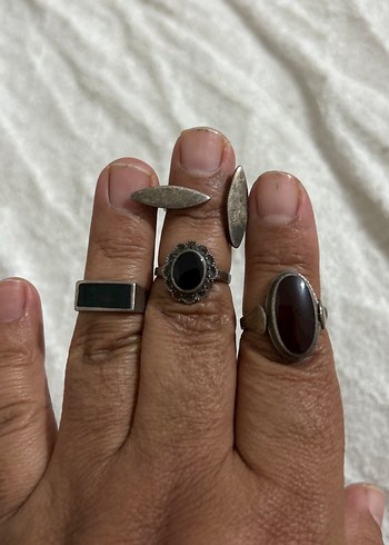 American Vintage Vintage Siyah Taşlı Kadın Yüzük Seti