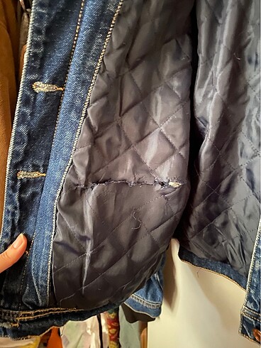 peluş kot ceket - Görsel 6