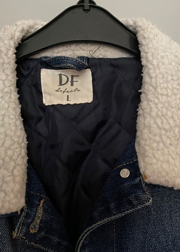 peluş kot ceket - Görsel 4