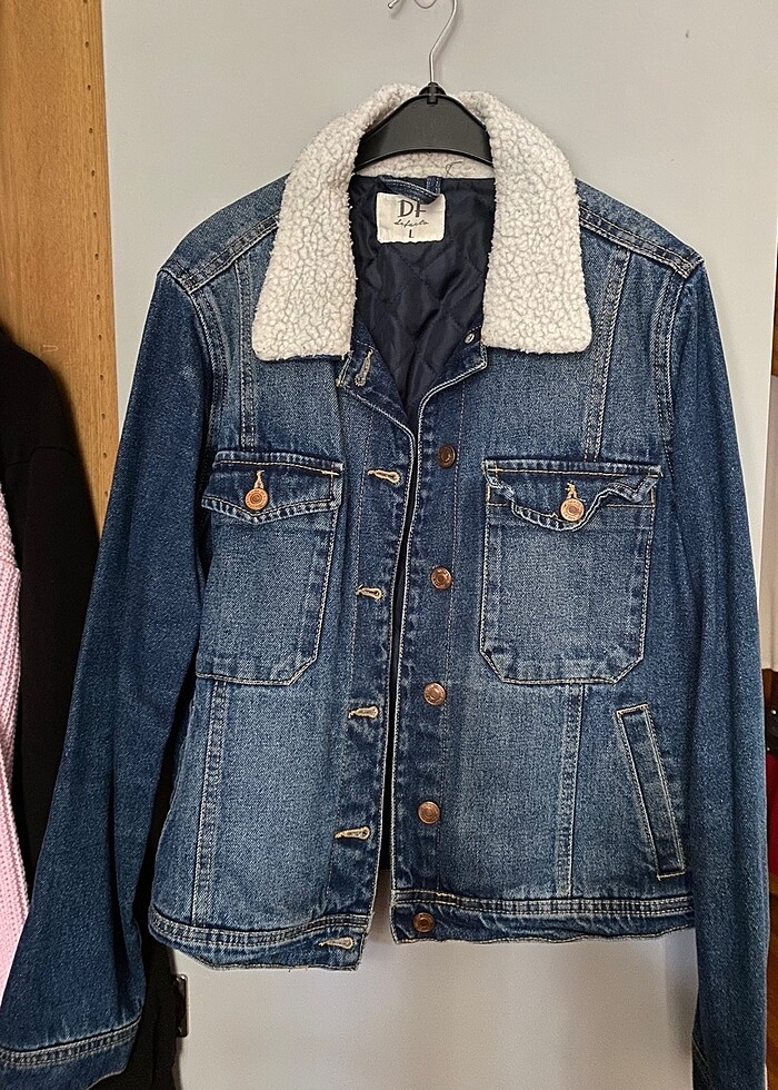 peluş kot ceket - Görsel 2