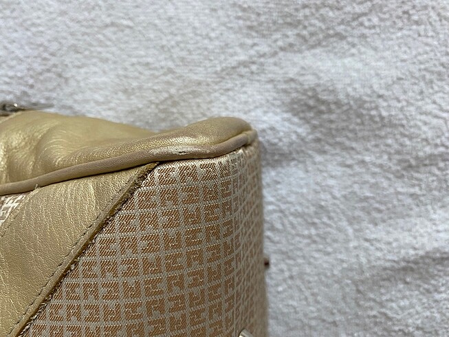 vintage monogram gold çanta - Görsel 7