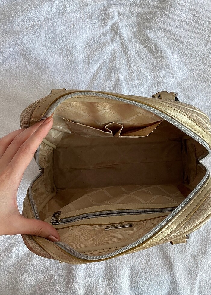 vintage monogram gold çanta - Görsel 3