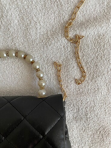 inci detaylı siyah çanta - Görsel 5