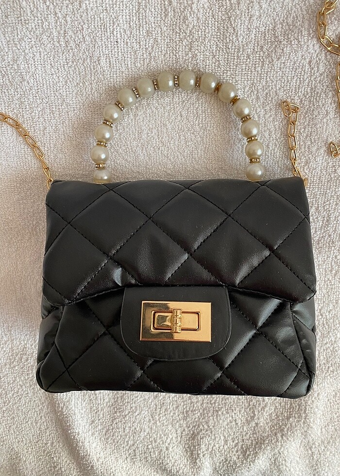 inci detaylı siyah çanta - Görsel 2