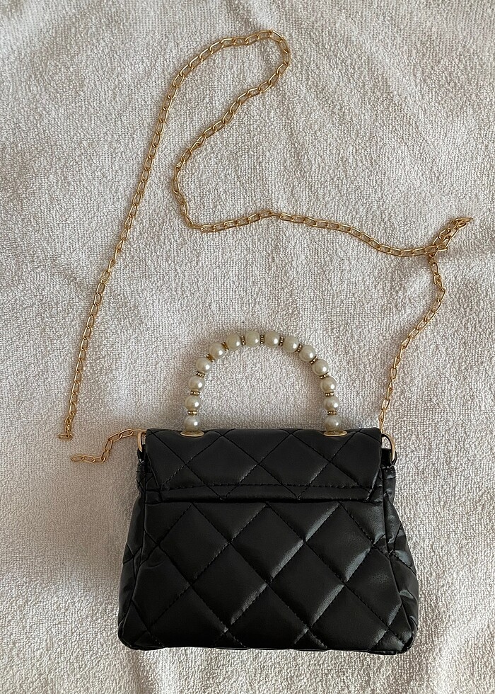 inci detaylı siyah çanta - Görsel 3