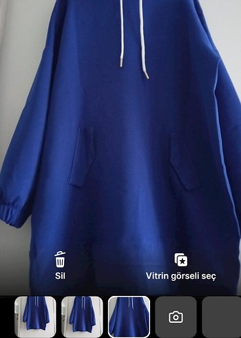 Sandro Saks Mavisi Oversize Kapusonlu Sweatshirt