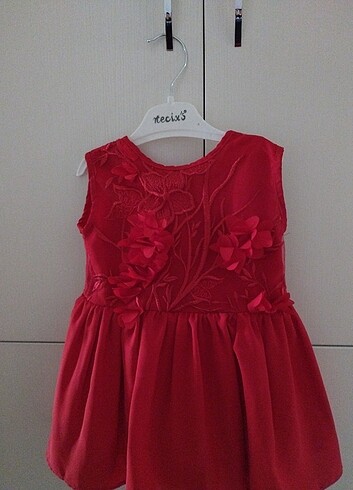 18-24 Ay Beden kırmızı Renk Kız çocuk elbise 