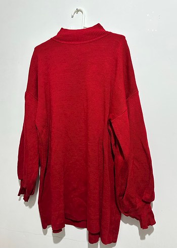 Kadın Kırmızı Örme Bol Kesim Kazak - Görsel 2