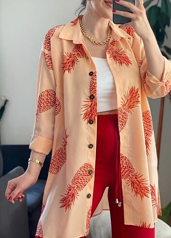 Diğer Oversize ananaslı gömlek tunik