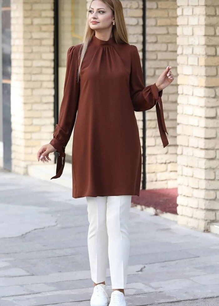 Kolları bağlamalı tunik - Görsel 2