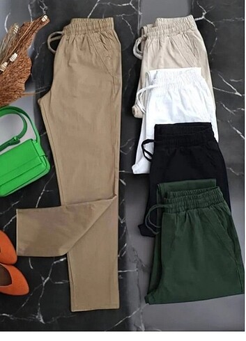 Paçaları püsküllü beli lastikli kadın pantolon 