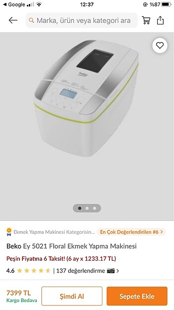 Beko ekmek yapma makinası