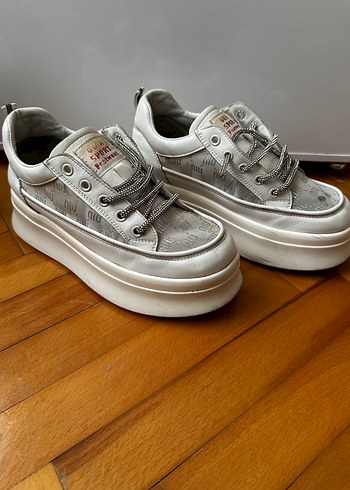 Beyaz Platform Topuklu Street Style Kadın Spor Ayakkabı - Görsel 3