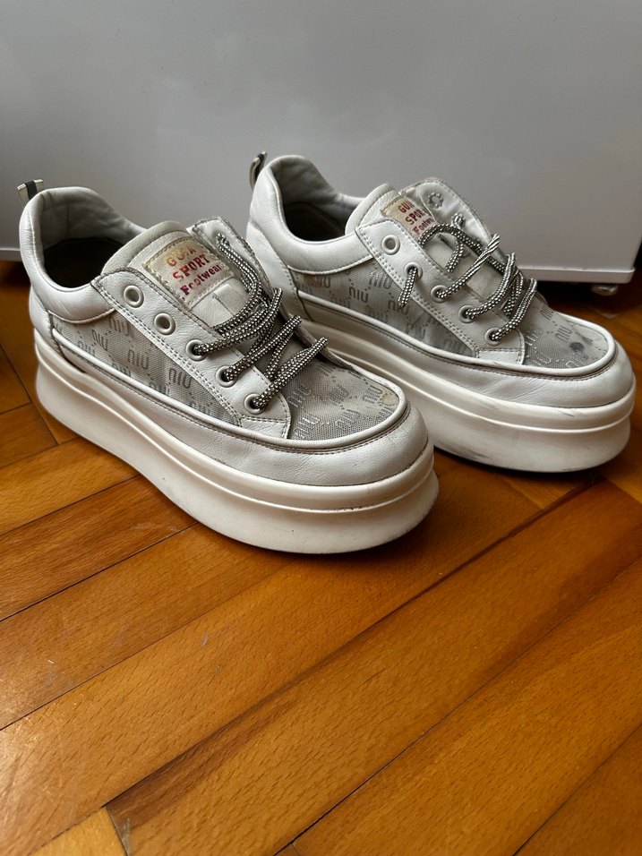 Beyaz Platform Topuklu Street Style Kadın Spor Ayakkabı - Görsel 3