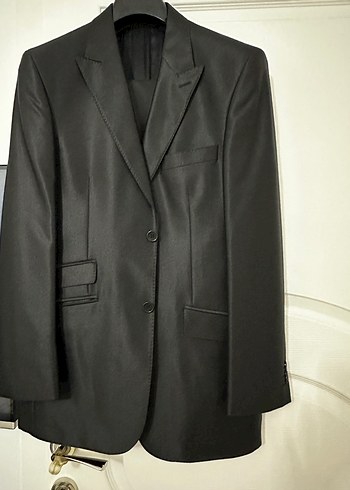 Kiğılı Erkek Siyah Parlak ModernKlasik Ofis Takımelbise damatlık - Görsel 5