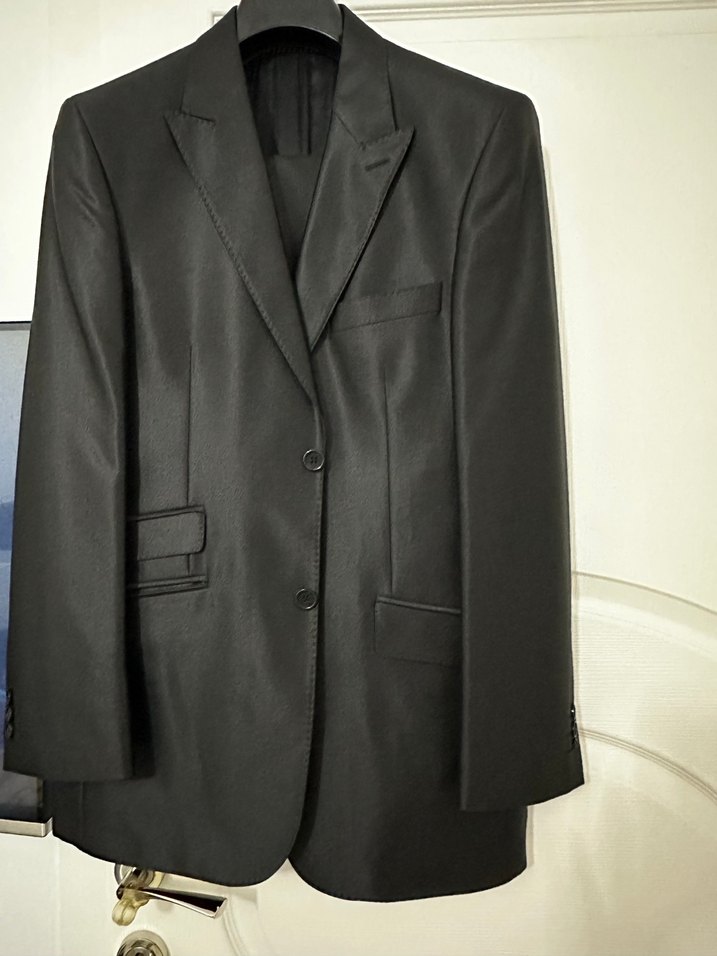 Kiğılı Erkek Siyah Parlak ModernKlasik Ofis Takımelbise damatlık - Görsel 5