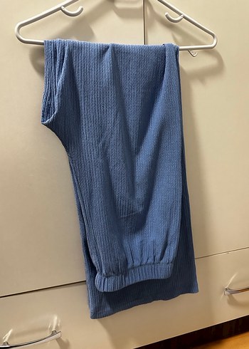 Mavi Uzun Keten Kadın Takım Elbise - Görsel 2